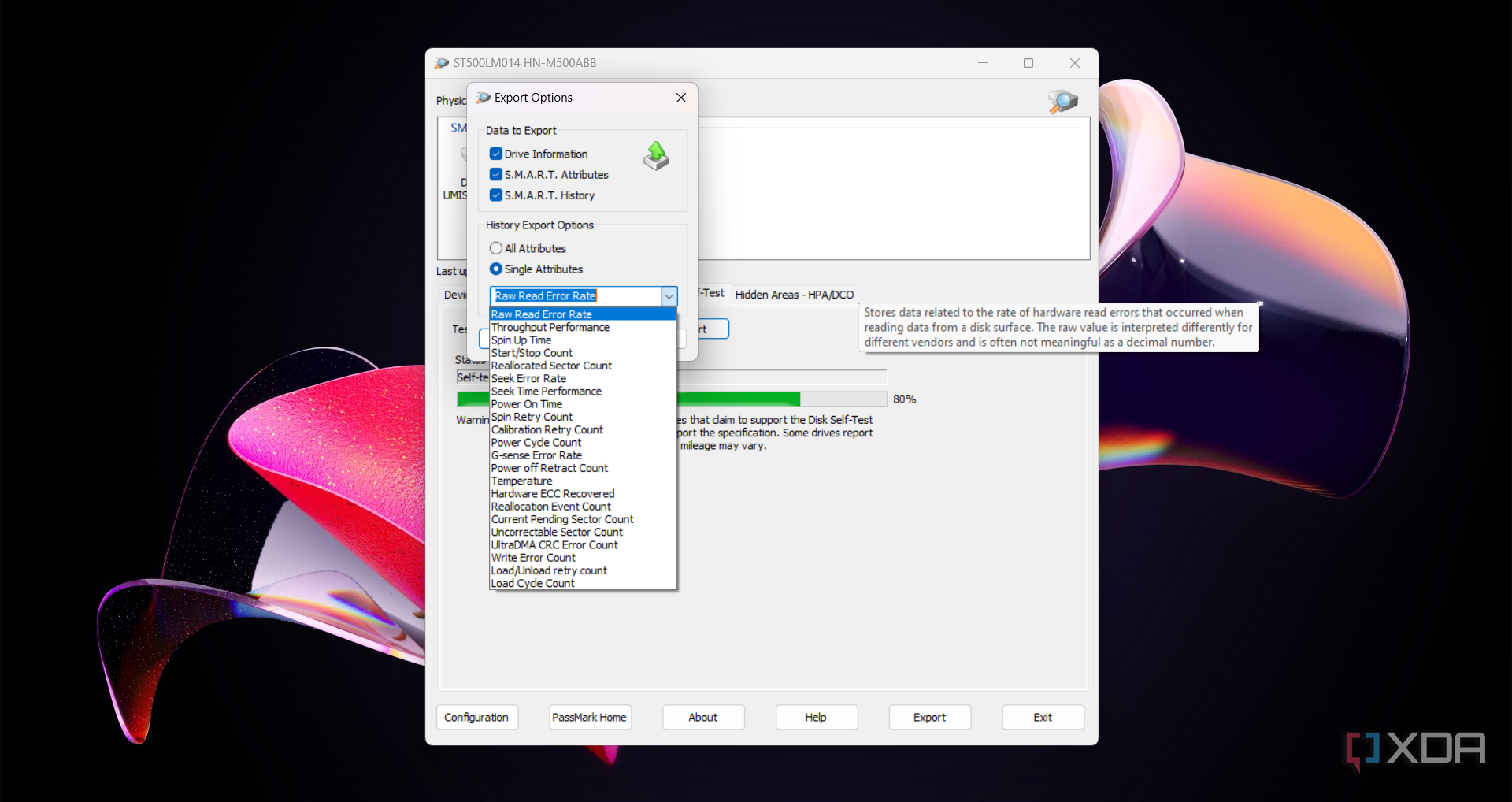 Instructions to export a Disk Checkup data report