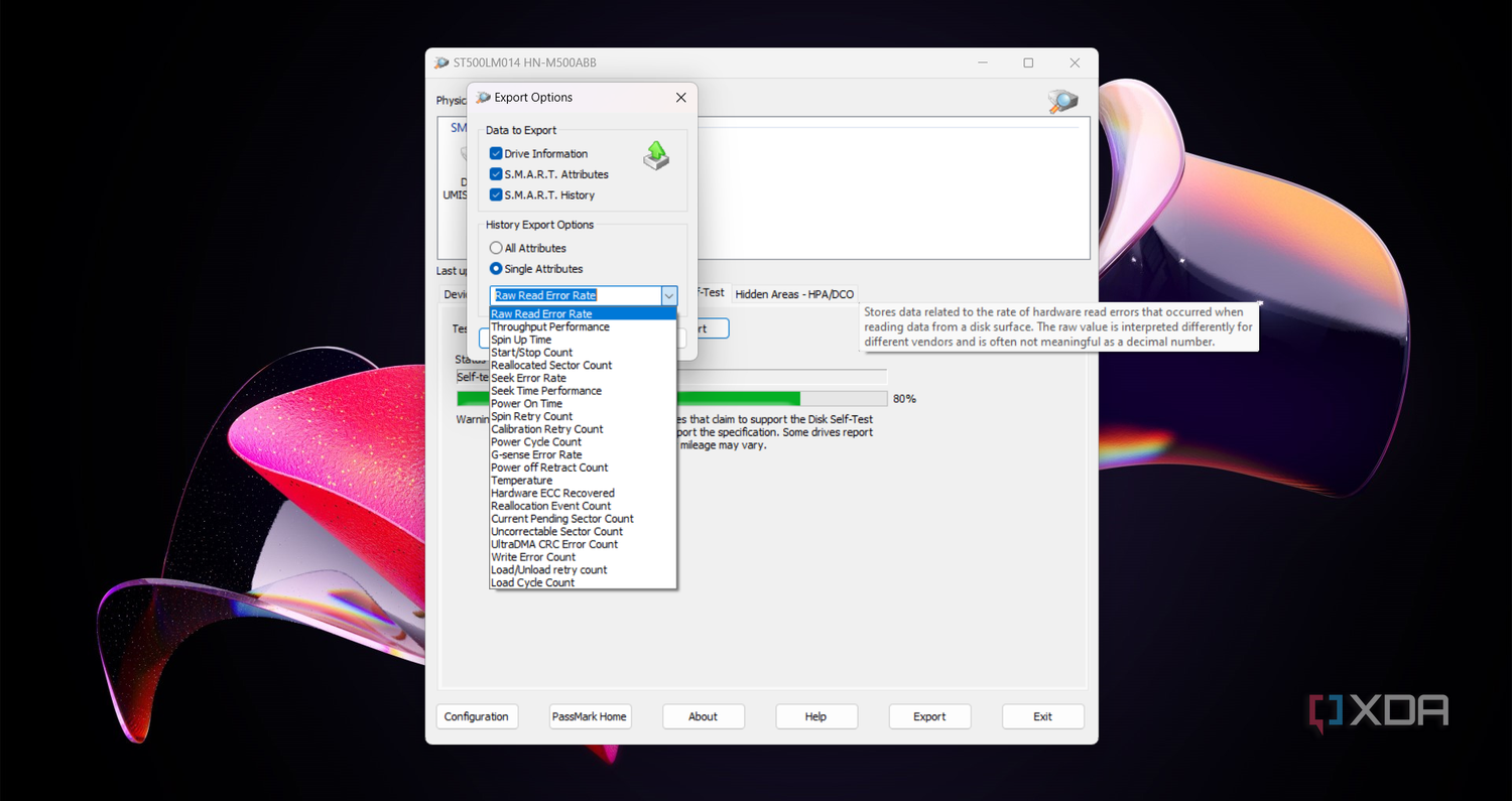 Instructions to export a Disk Checkup data report