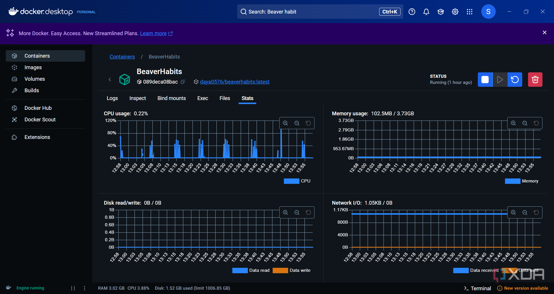 Docker-Desktop-Beaver-Habit-stats