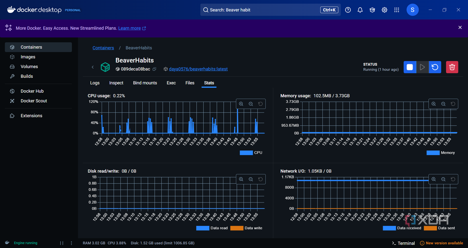 Docker-Desktop-Beaver-Habit-stats