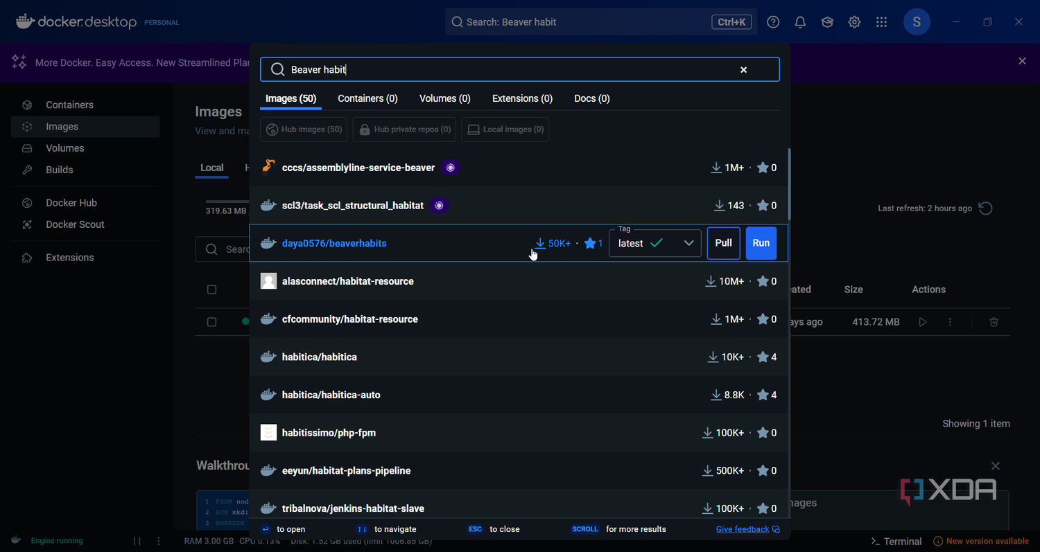 Docker Desktop Beaver Habit Tracker