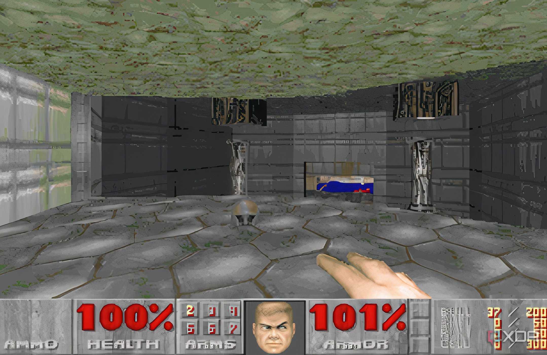 An image of Doom 1993 running on DOSBOX.