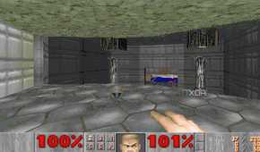 An image of Doom 1993 running on DOSBOX.