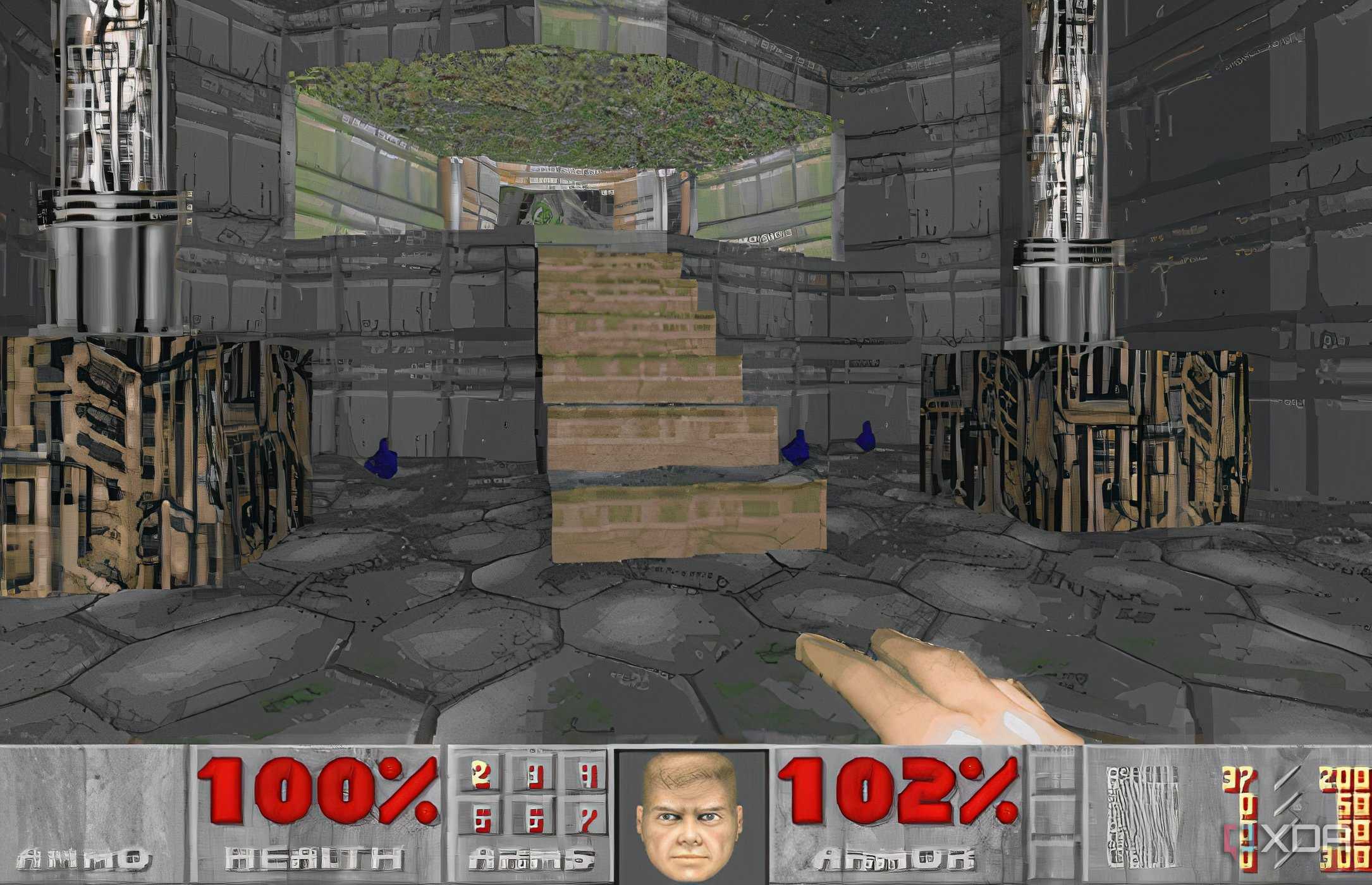 An image of Doom 1993 running on DOSBOX.