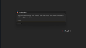 the option to draft with copilot in word