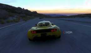 An image from the 2014 game Driveclub, showing a yellow Henessey Venom GT from the rear.