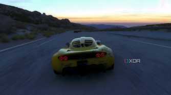 An image from the 2014 game Driveclub, showing a yellow Henessey Venom GT from the rear.