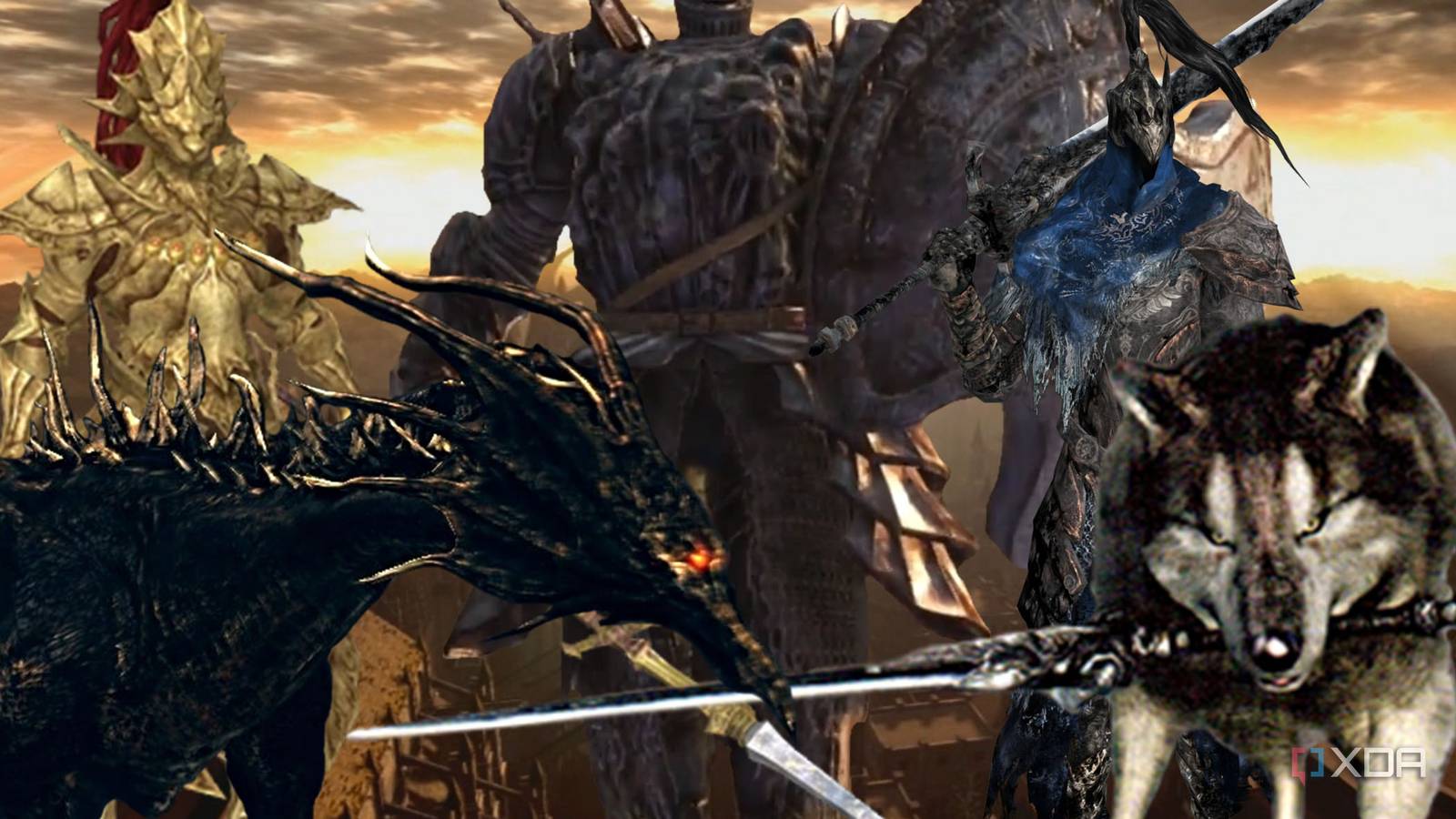 Dark Souls game bosses gathered around Anor Londo