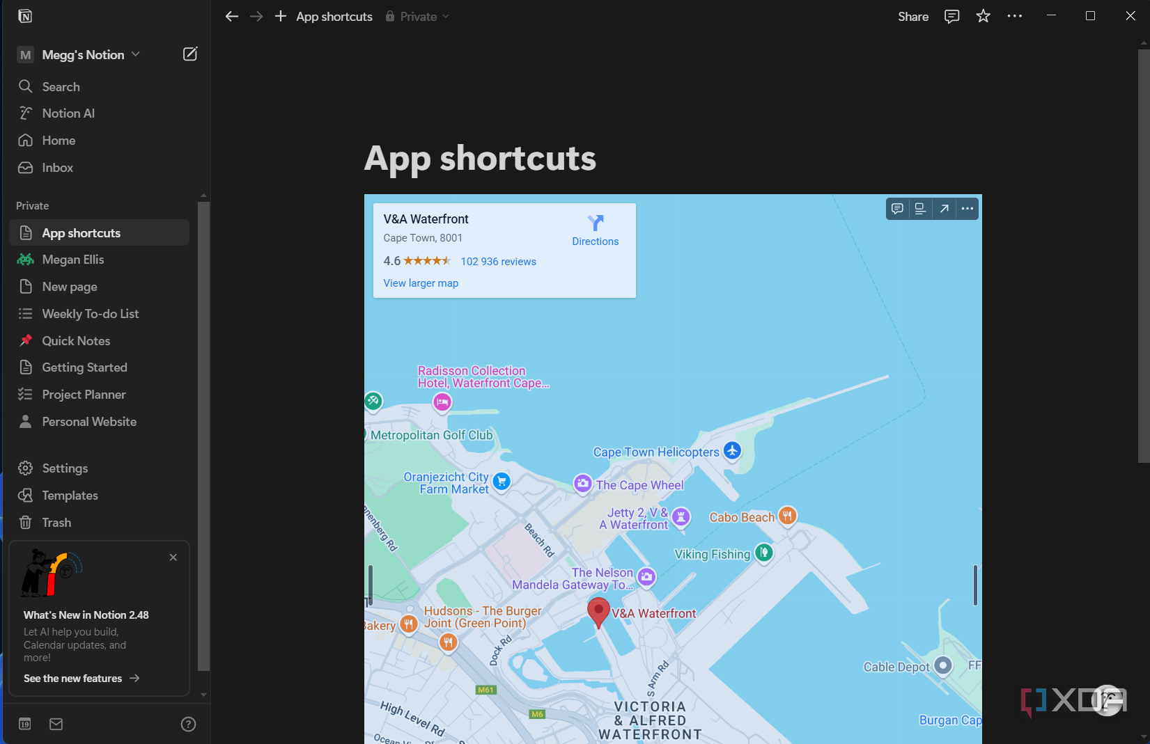 embedding google maps location in notion