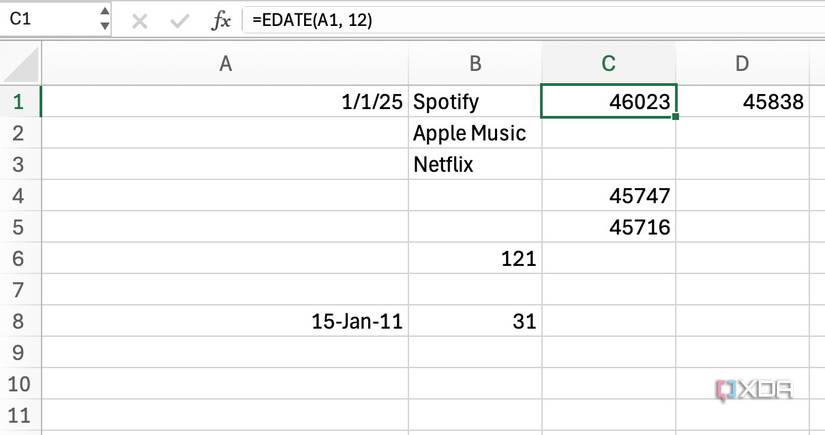 EDATE function in Excel
