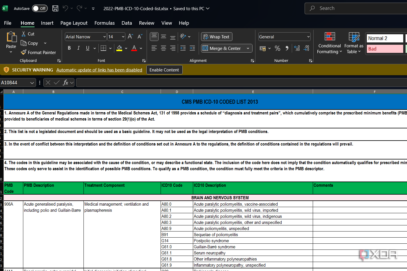excel in dark mode with a white document