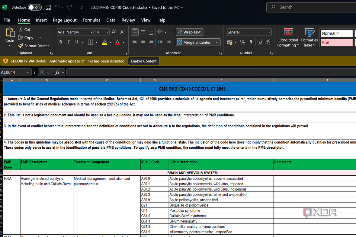excel in dark mode with a white document