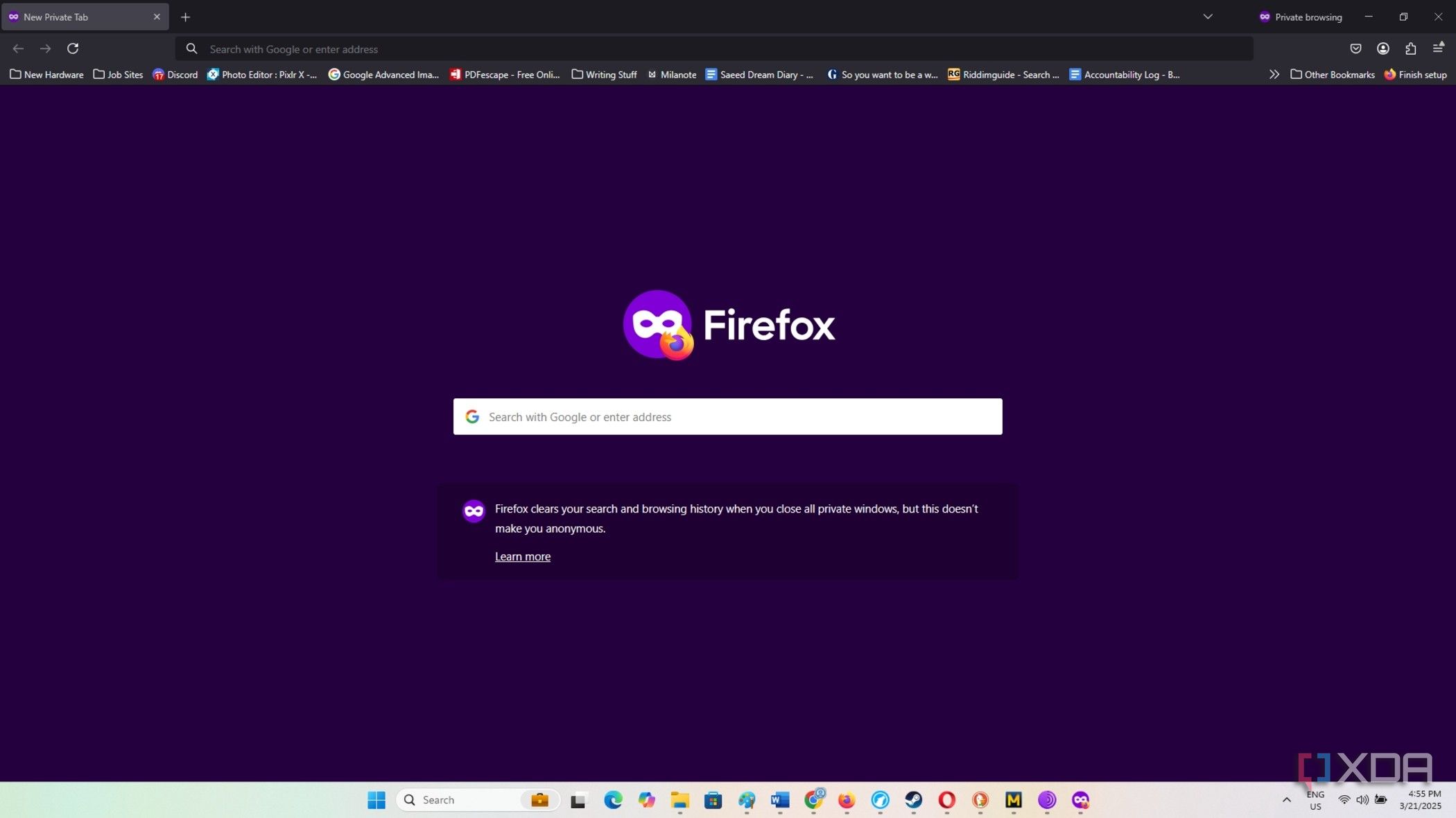 Firefox private browsing