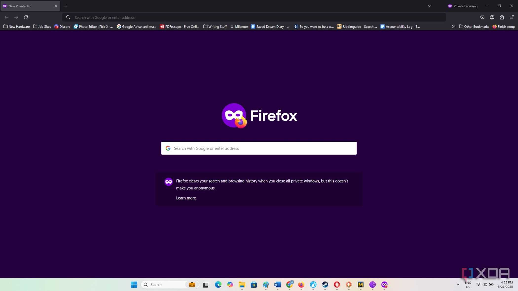 Firefox private browsing