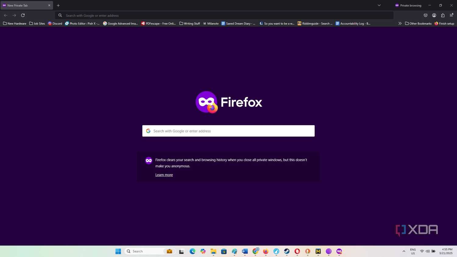 Firefox private browsing