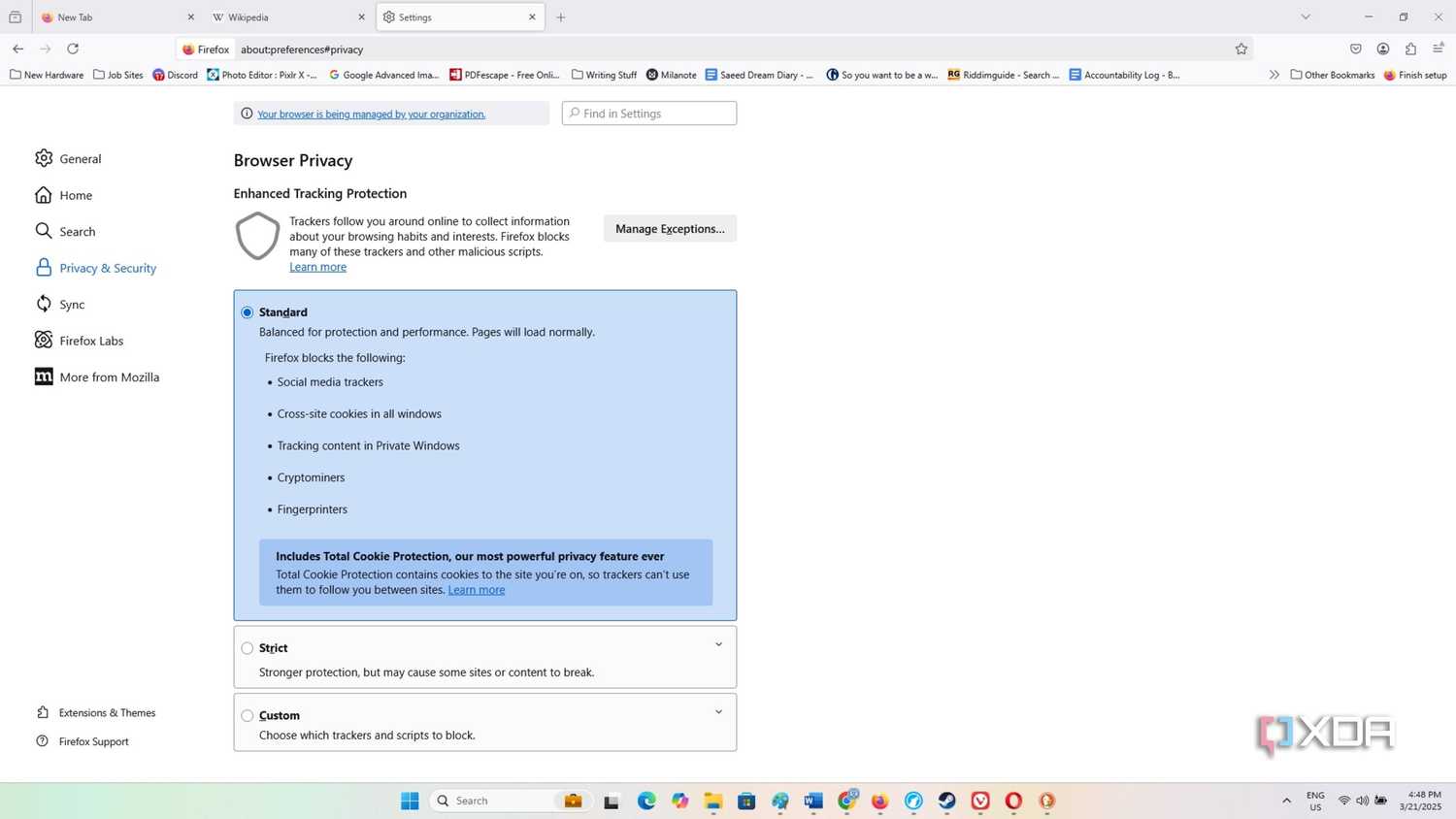 Firefox-settings