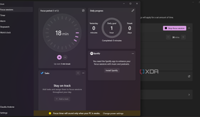 Menu showing the Focus option list in Windows 11