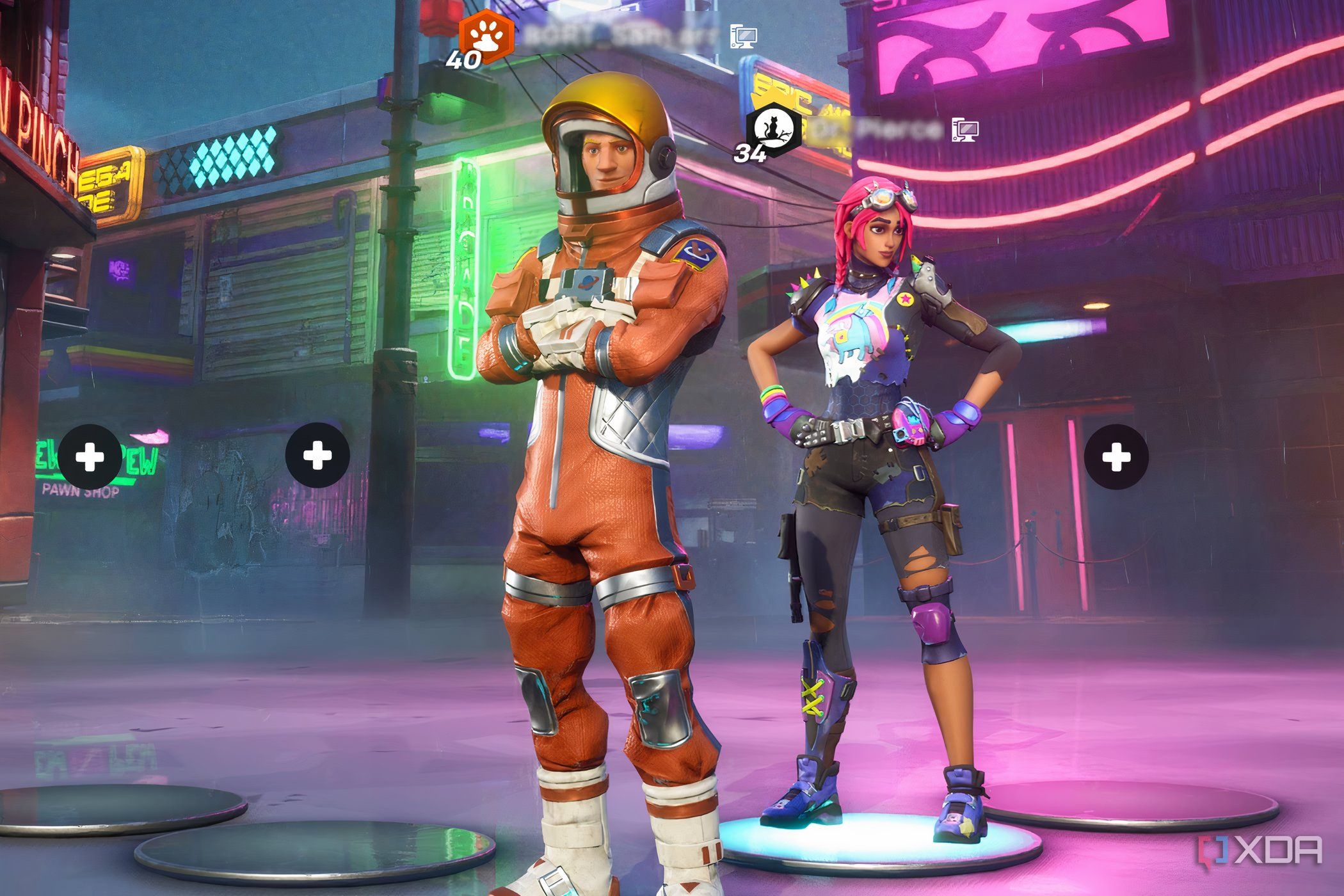 An image from the game Fortnite, showing early skins from the game.