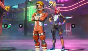 An image from the game Fortnite, showing early skins from the game.