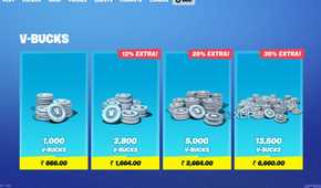 An image from the game Fortnite, showing the in-game purchases a player can make in march 2025.