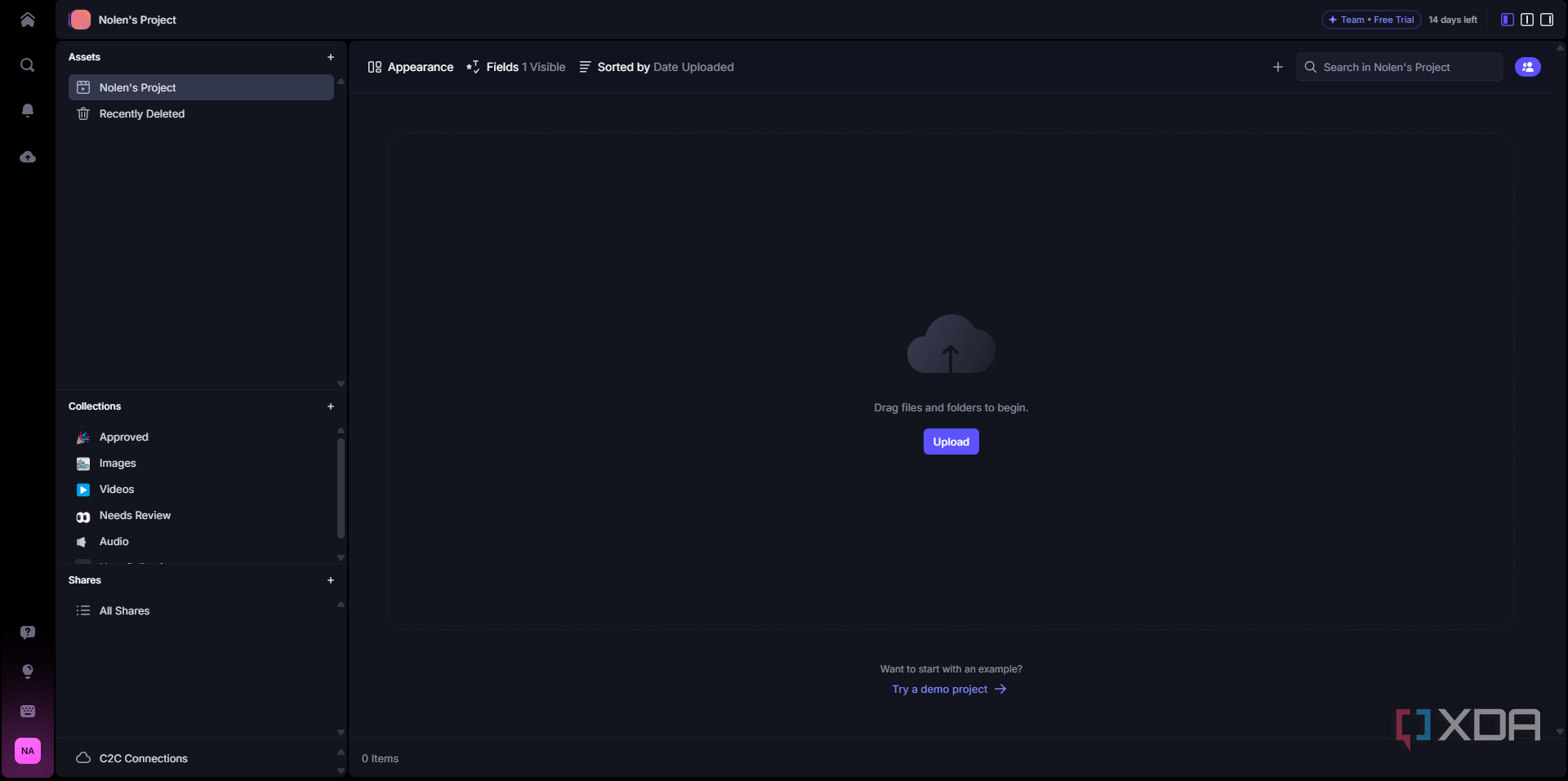 Frame IO project window