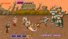 A screen full of enemies in Golden Axe.