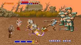 A screen full of enemies in Golden Axe.