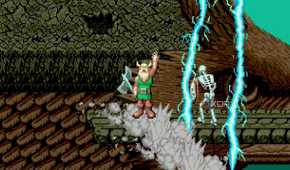A player calling down lightning in Golden Axe.