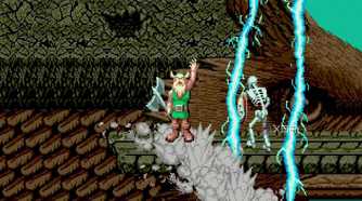A player calling down lightning in Golden Axe.