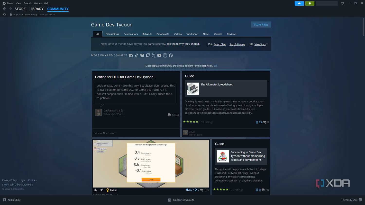 Game Dev Tycoon's Steam Community page