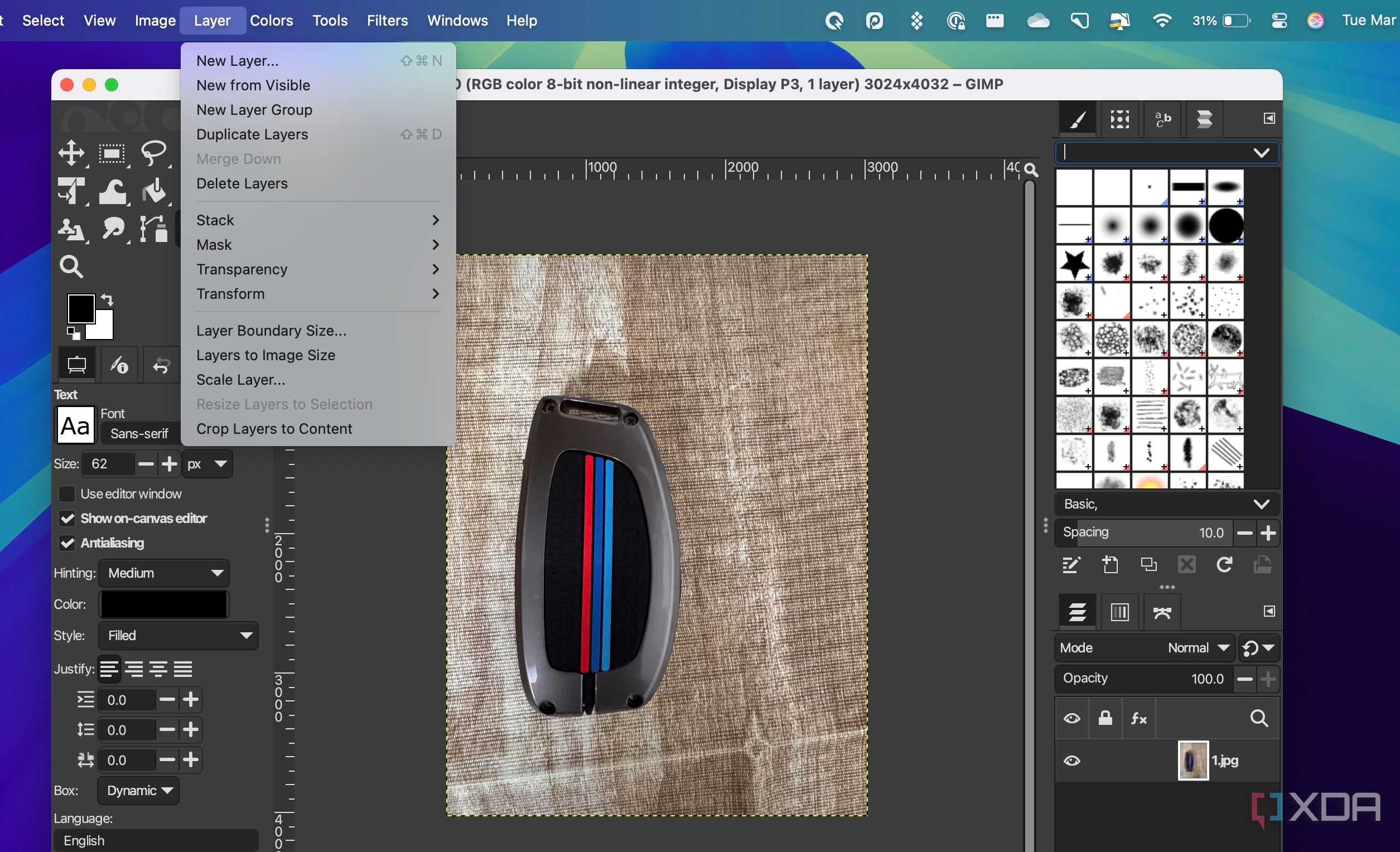 GIMP 3 layers menu