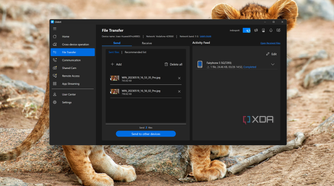Screenshot of GlideX showing the file transfer feature