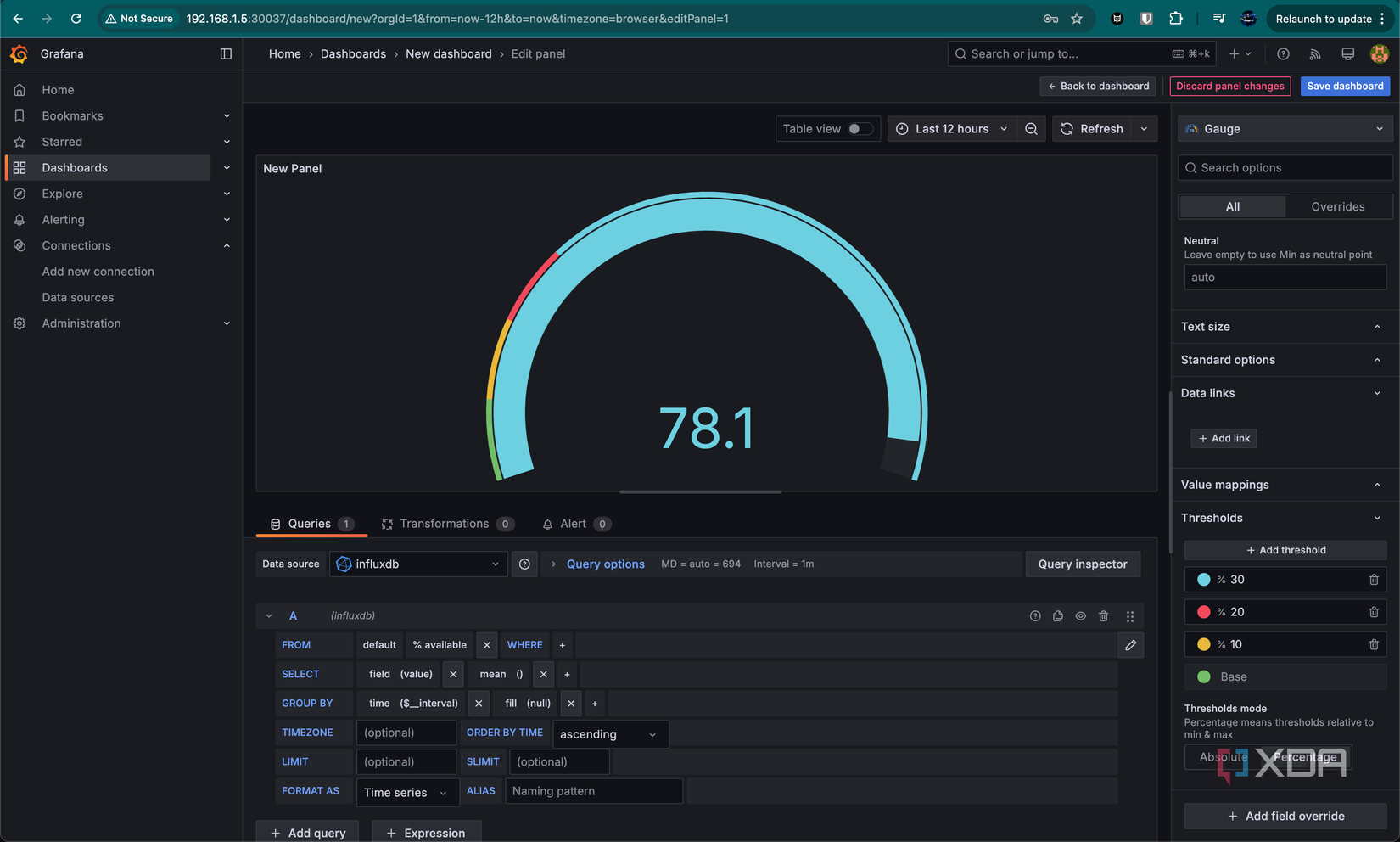 Grafana making a gauge