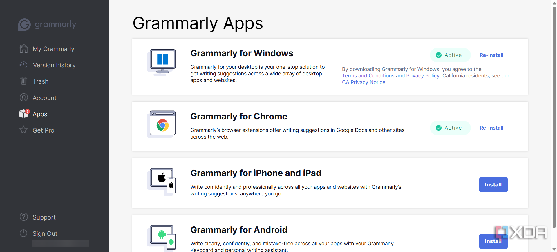 Grammarly-versions