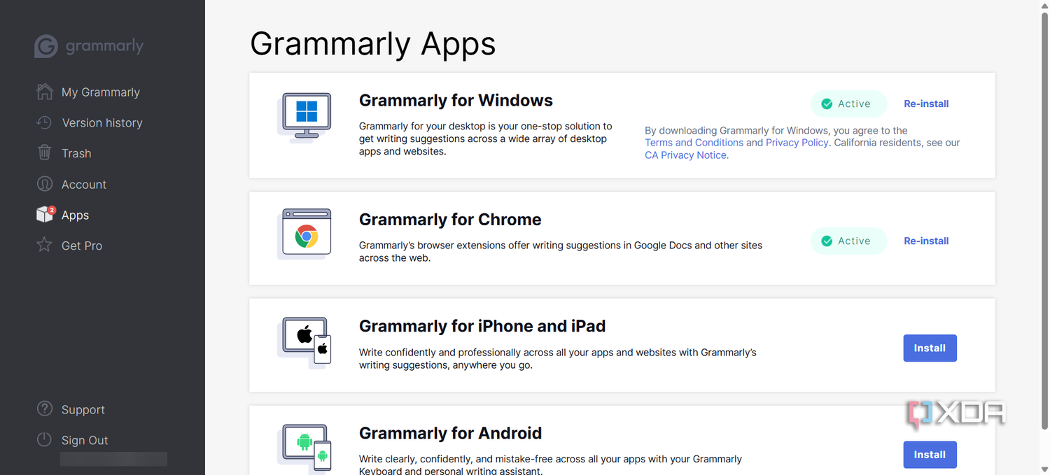 Grammarly-versions