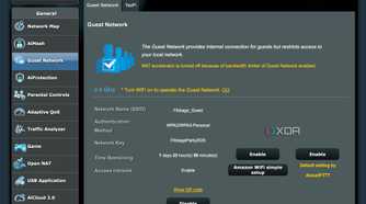 View guest Wi-Fi SSID, Authentication methoda, and password in router interface