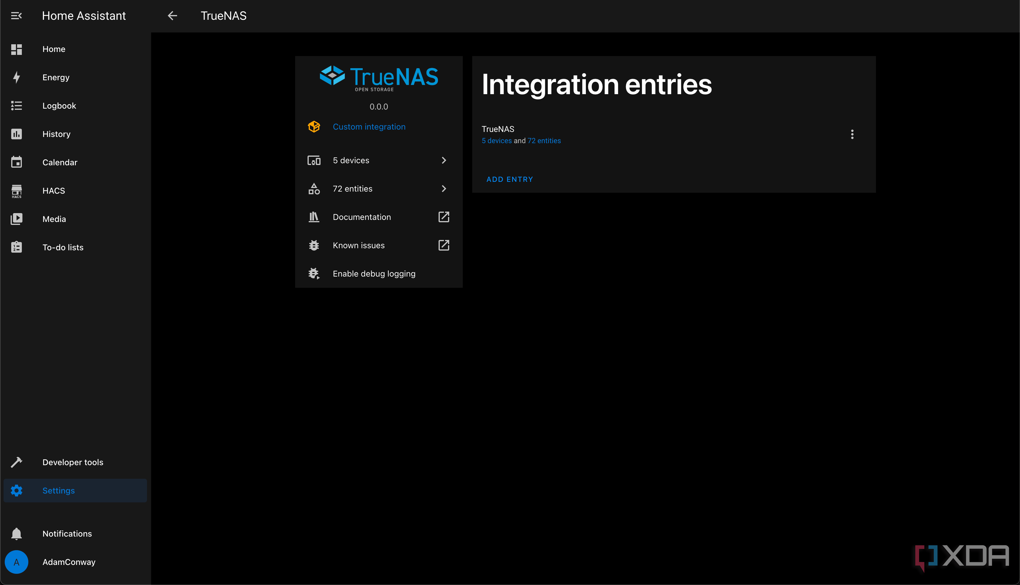 HACS TrueNas integration