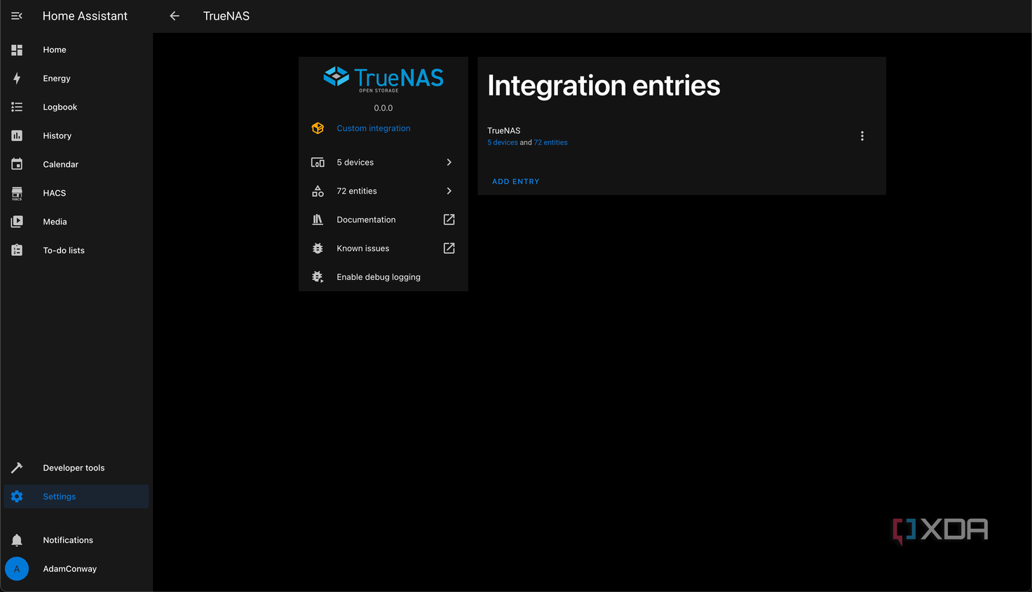 HACS TrueNas integration