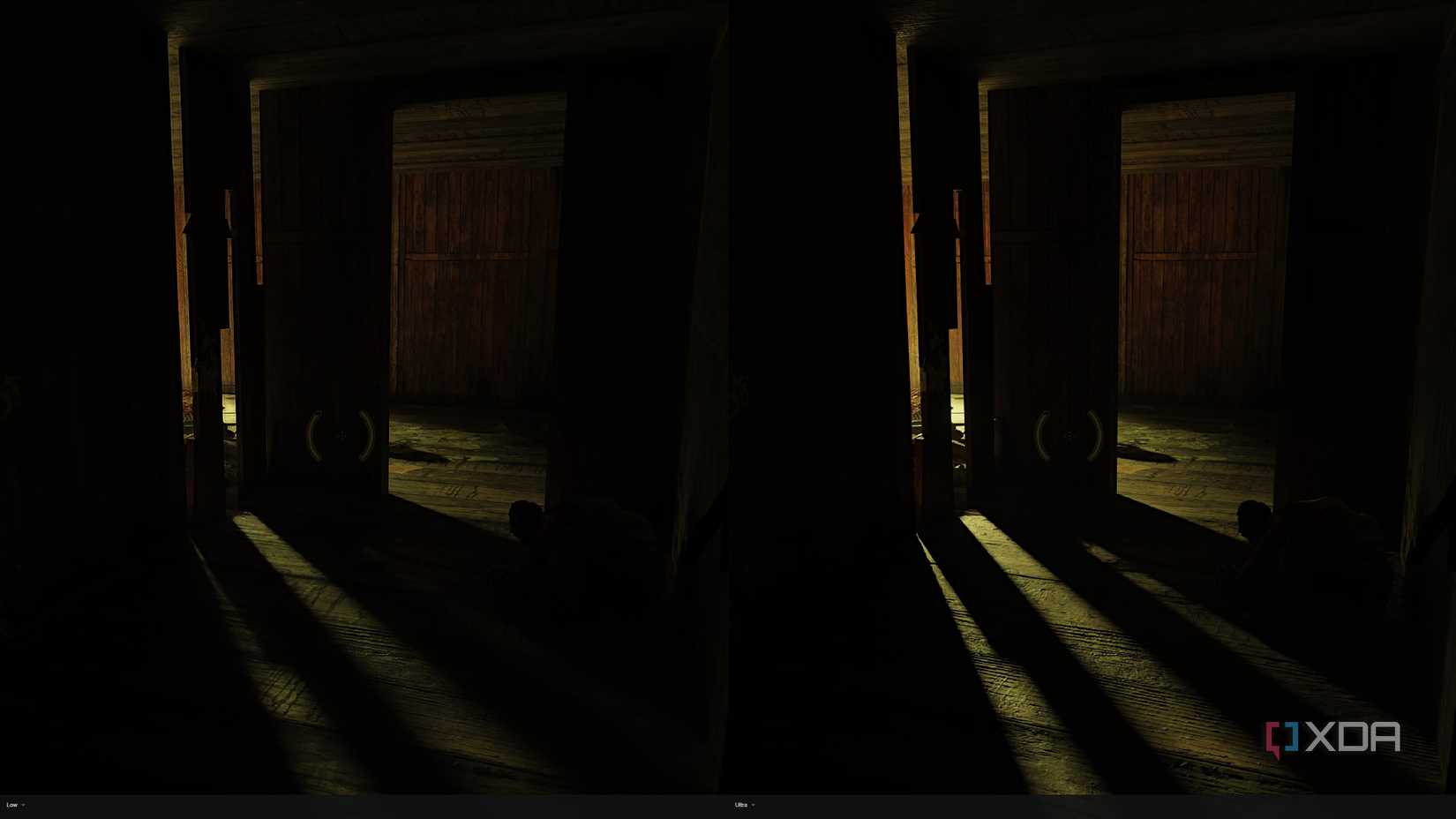 A comparison of lighting quality in Half-Life 2 RTX. 