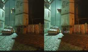 A comparison of lighting quality in Half-Life 2 RTX.