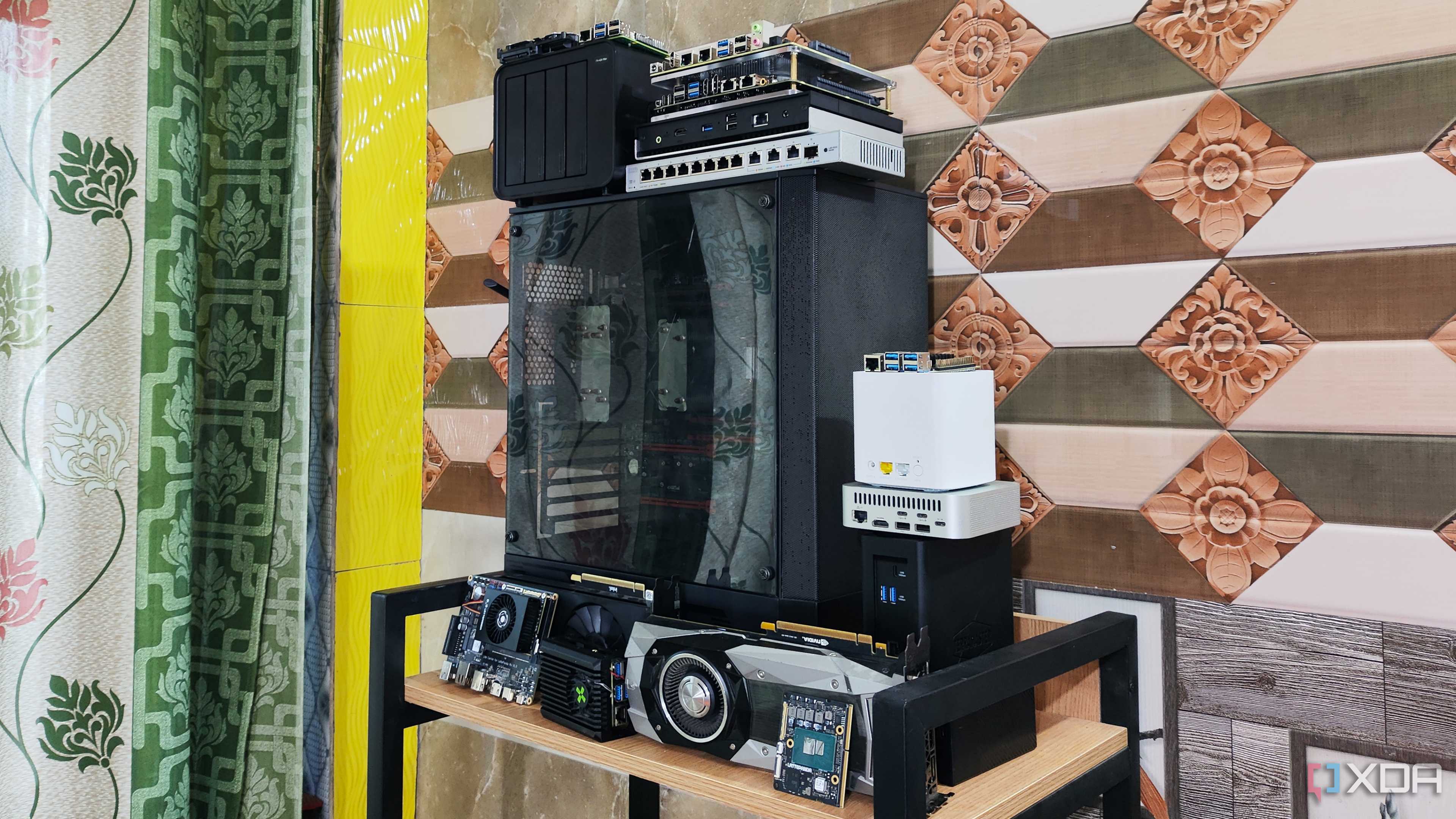 A set of home lab devices