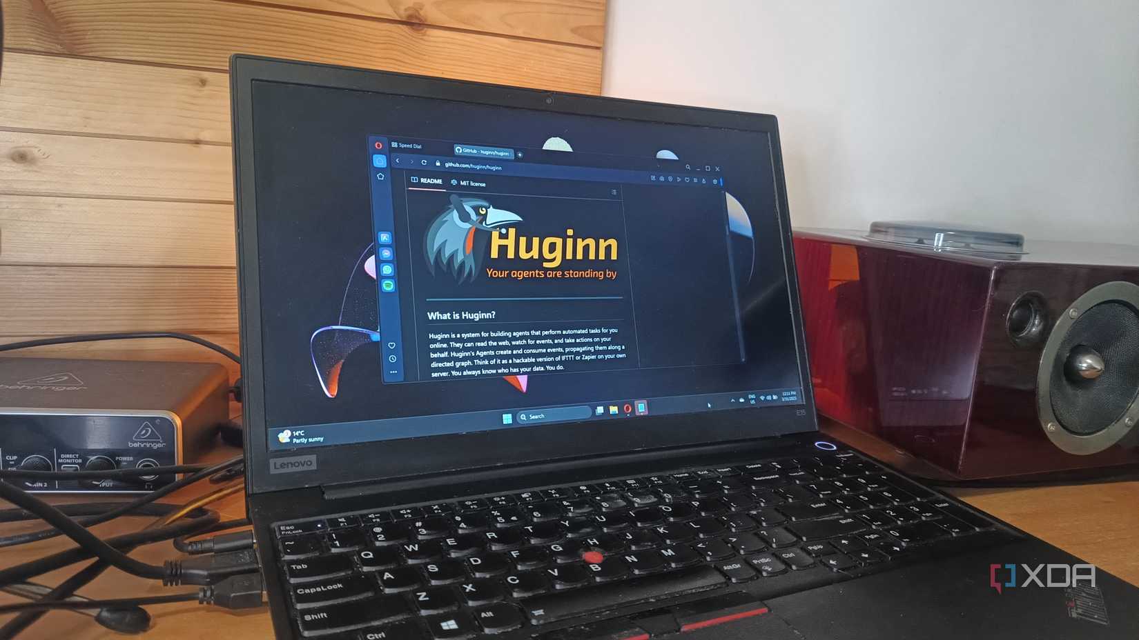 Laptop screen displaying the Huginn GitHub page