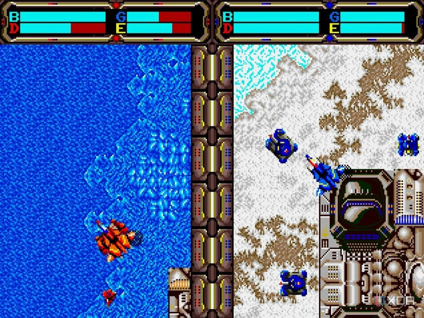 A screenshot of a two-player session.