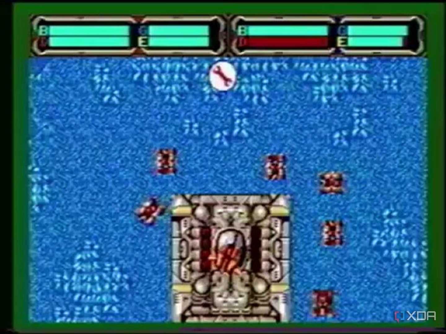 A structure firing at the player.