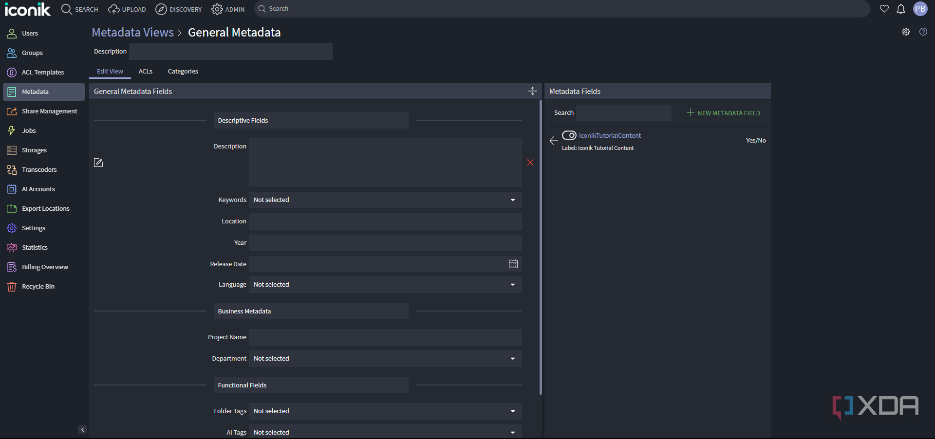 Iconik editing metadata