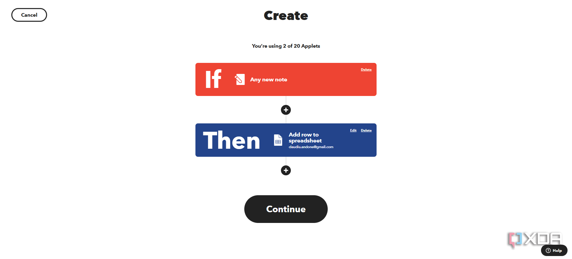 IFTTT applet structure