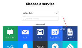 IFTTT choosing Google Sheets as service