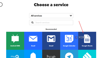 IFTTT choosing Google Sheets as service