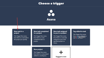Using a new task from Asana in IFTTT