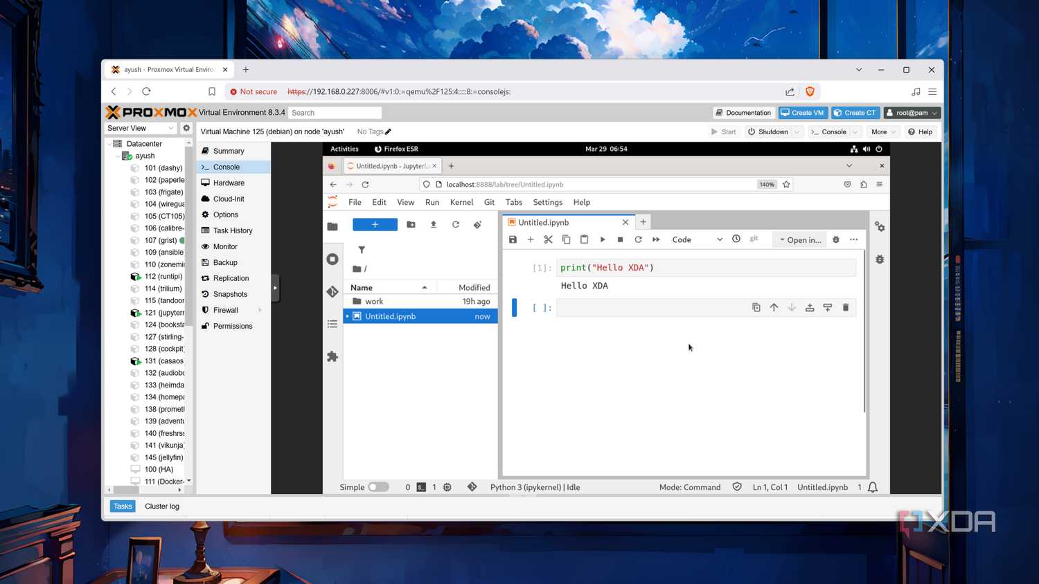 Running the Jupyter Notebook container inside a Proxmox VM
